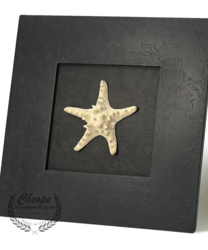 Urna quadro Zeffiro Black Star in legno di alta decorazione, per la custodia delle ceneri da cremazione onoranze funebri, di grande versatilità di ambientazione per onorare la memoria del proprio caro in modo elegante e per tenerlo sempre insieme a noi in un contesto di armonia e discrezione